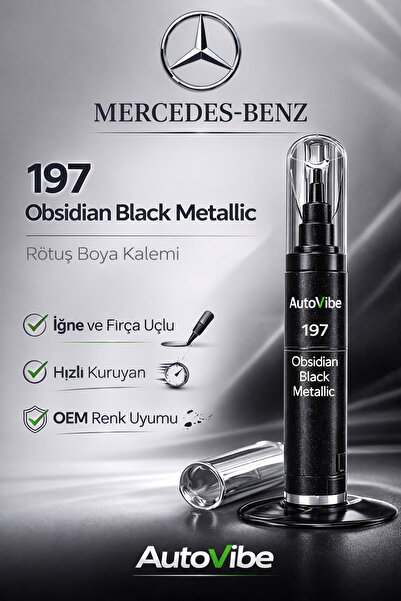 AutoVibe Mercedes-Benz Rötuş Boya Kalemi 197 Obsidian Black Metallic