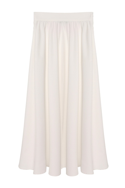 Quzu Пола с дължина до коляното и ластична талия, цвят екрю