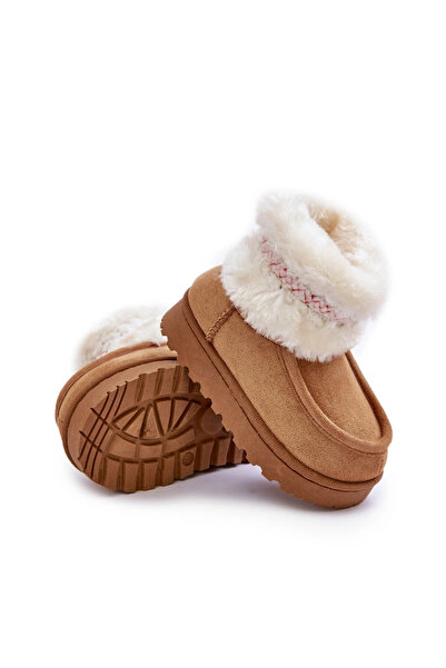 BOTO Ghete de zăpadă pentru copii cu blană și model, cămilă Melefia 31