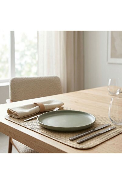 Grand Fine Art 2 Τεμάχια Δερμάτινο Σουπλά-Διχτυωτό Με σχέδιο Μπεζ Ορθογώνιο Σ...