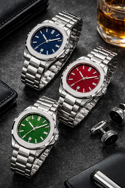 QUARTZ Erkek Çelik Kordon Spor Klasik Kol Saati – 3 Renk Seçenekli Model