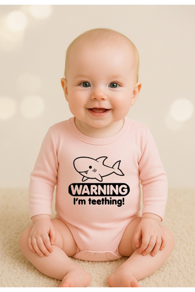 VODEXA بدلة أطفال مطبوعة بنسبة 100% قطن IM TEETHING