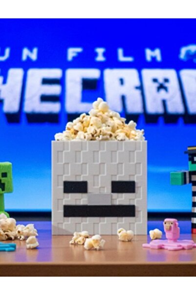 DOLYA Minecraft Skeleton Popcorn Kutusu Kapaklı Atıştırmalık Cips Şeker Sakla...