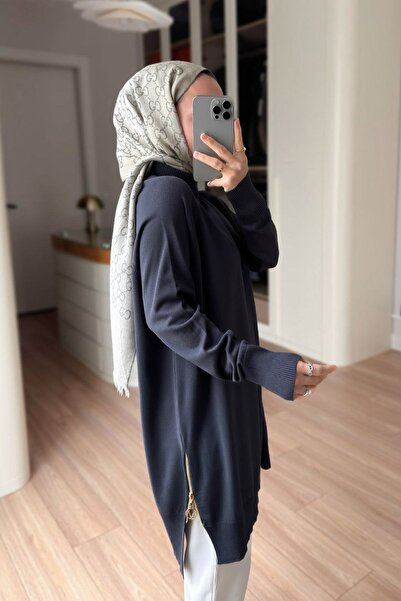 Ka Hijab Tunica Mercerized cu fermoar lateral basic - Afumată