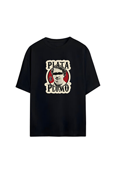 STİL-X Tricou oversize unisex din bumbac 100% cu imprimeu Plata o Plomo