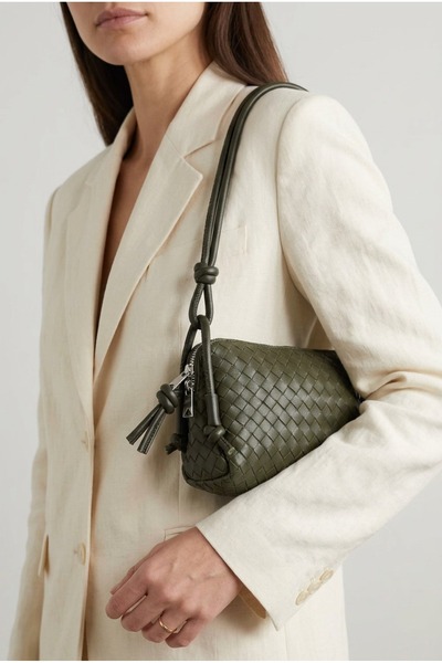 MRS.MODA Women's Khaki Knitwear Patterned Shoulder Bag Stylish Daily Use Cris...