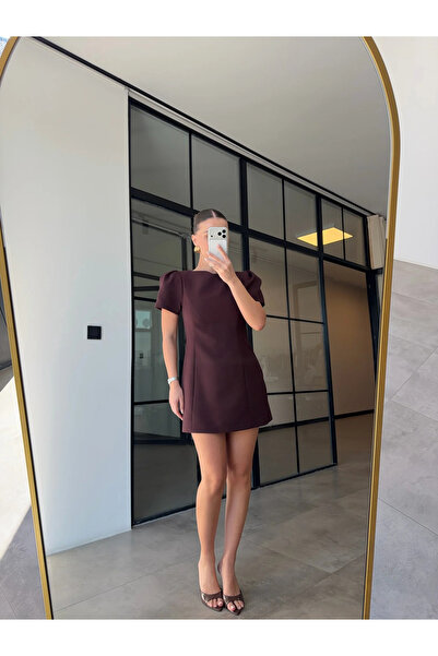 Miss Beyoğlu Women's Balloon Sleeve Mini Dress