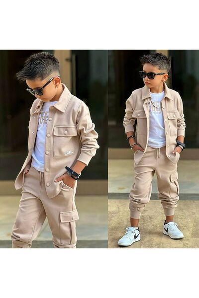 YİGİT BUTİK Set sport pentru băieți cu jachetă, 3 piese, elegant, casual