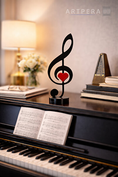 Artpera3d Kalpli Sol Anahtarı Dekoratif Biblo | Piyano ve Müzik Odası Dekoru ...