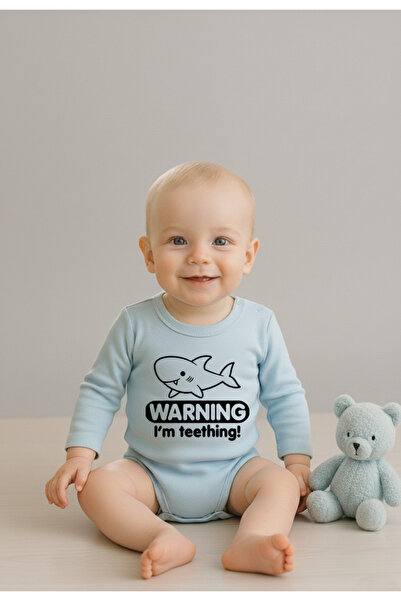 VODEXA بدلة أطفال مطبوعة بنسبة 100% قطن IM TEETHING