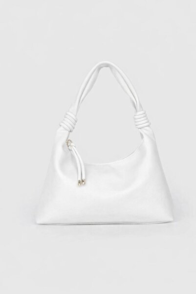 RumyaCollection Women's Knot Strappy Hand & Shoulder Bag White