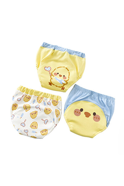 fecior Set de 3 pantaloni scurți pentru antrenament la olită, bumbac, albastr...