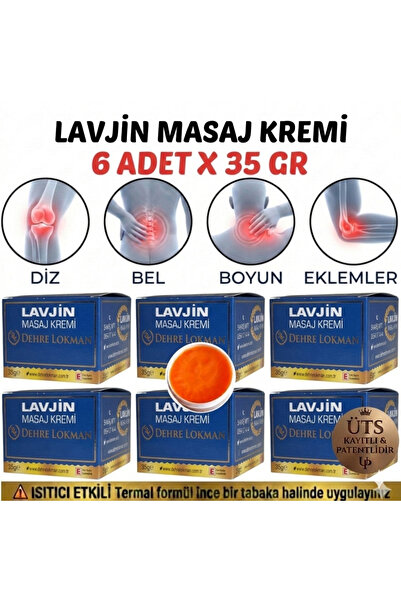 Dehre Lokman Lavjin Trout Oil Massage Cream 35 Gr X 6 Pcs - for Knees, Waist,...