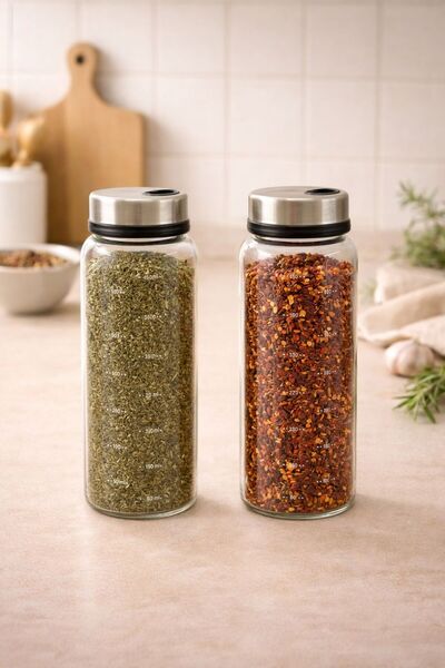 YzHome علبة توابل زجاجية سعة 2 لتر، وعاء ملح وفلفل 500 مل