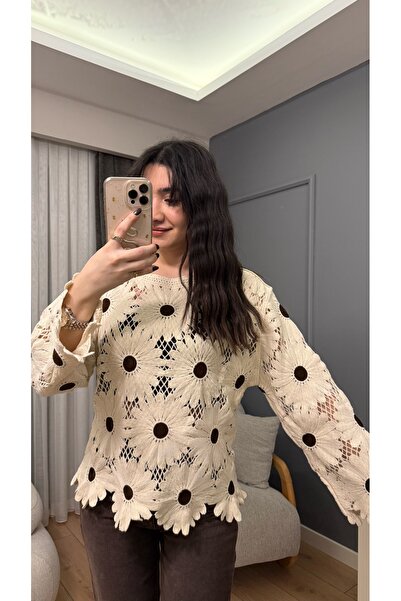 thegiba.co Papatya Motifli Örgü Bluz
