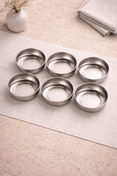 Sarkap Home 6'lı Silver Dondurmalık ve Çerezlik Seti 10 cm Çap, 3.2 cm Yükseklik