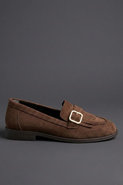 MUGGO Pantofi casual pentru femei TUFT Gold cu cataramă cu ciucuri piele înto...