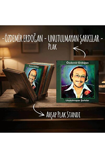 Halk Kitabevi Özdemir Erdoğan - Unutulmayan Şarkılar Plak ve Ahşap Plak Standı