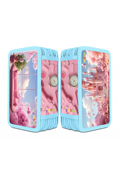 Gimboo Equipped Pencil Case, 3 Compartments, GIMBOO, Sweet - Pink