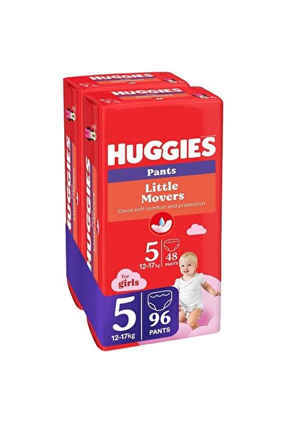 Huggies Cărucioare Little Movers mărimea 5, fete, 12-17 kg, 96 bucăți