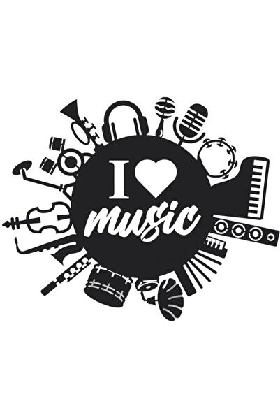 Vivatechnix Decoratiune metalica de perete Krodesign I Love Music KRO-1117, l...