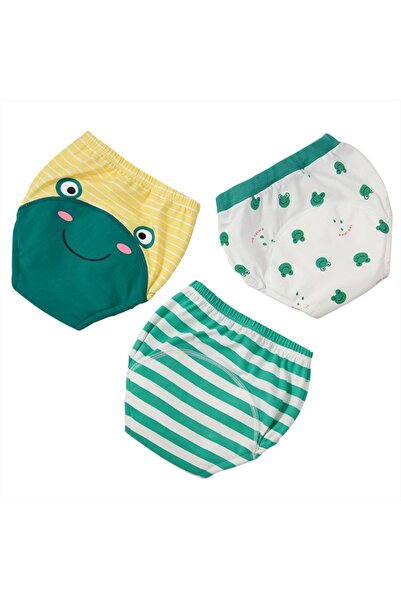 fecior Set de 3 pantaloni scurți pentru antrenament la oliță, bumbac, verde/a...