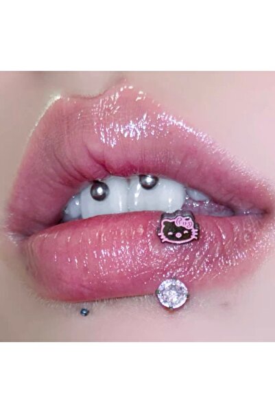 La Saade Pink Hello Kitty Charm Lip Piercing – Hello Kitty Figürlü, Kawaii Du...
