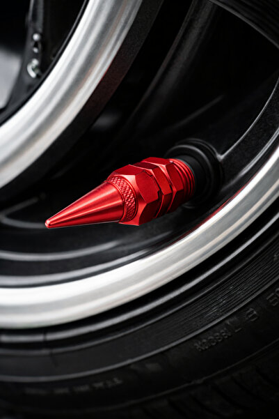 Nicevia Red Color Pointed Valve Cover Set of 4, Compatible with All Vehicles