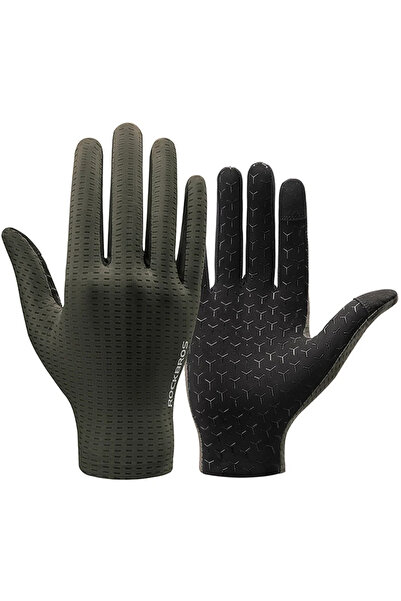 ROCKBROS Mănuși de ciclism respirabil cu degete întregi, mărime: M - Verde