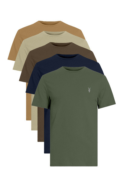 Alvora تي شيرت رجالي 100% قطن ستاندرد فوم بيتشر بيسك ريلاكسد مكون من 5 قطع