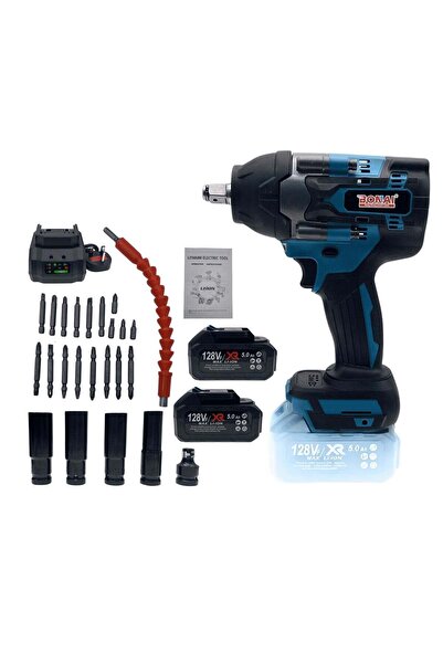Bonai 128VF Brushless Cordless Impact Wrench, 600N.m High Torque Power Tool