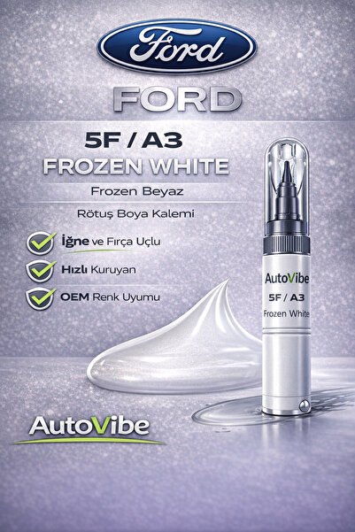 AutoVibe Ford Rötuş Boya Kalemi 5F / A3 Frozen White 2Si1Arada Çizik Giderici...