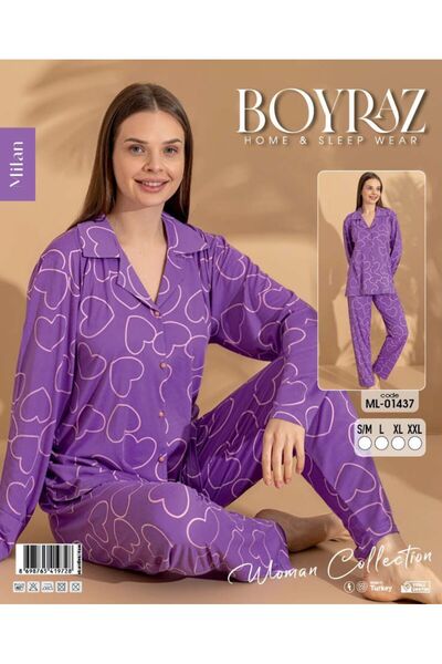 BEYAZTOPTAN Set de pijamale albe cu mânecă lungă pentru femei cu model - Set ...