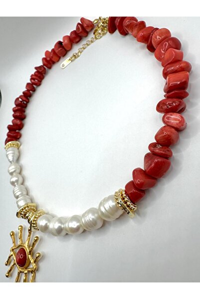 Mua Bijoux Doğal Mercan Taşlı Barok İnci Detaylı Altın Kaplama Güneş Kolye – ...