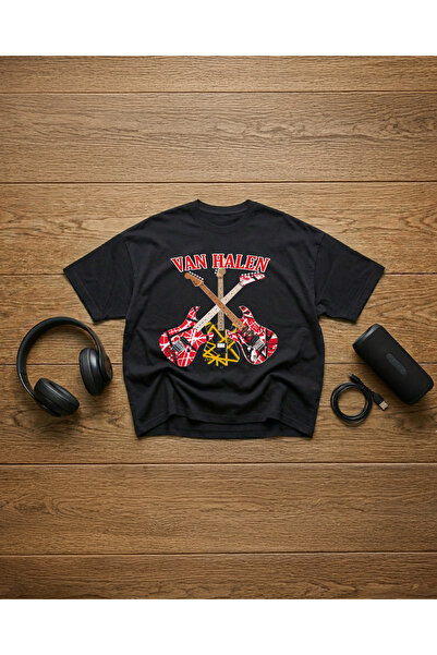 STİL-X Tricou supradimensionat unisex cu imprimeu Van Halen, 100% bumbac