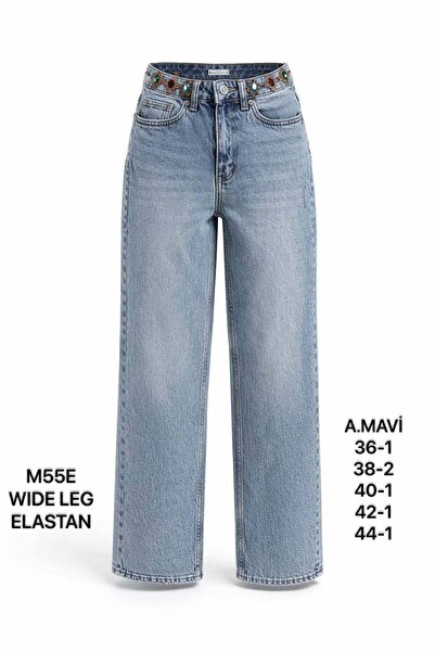 Miss Poem Γυναικείο παντελόνι τζιν με ψηλή μέση και φαρδιά μπατζάκια, με λεπτ...