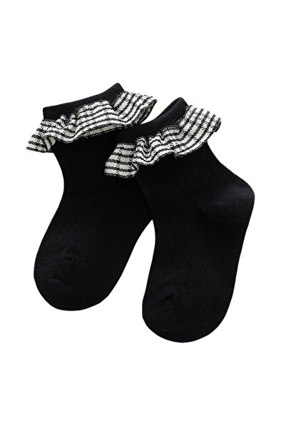 Bidani Modern Classic Black Monochrome Ruffle Socks for Girls - 2y to 10Y
