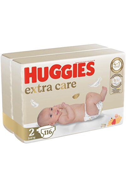 Huggies Extra Care Jumbo № 2, Унисекс, 3-6 кг, 116 бр.