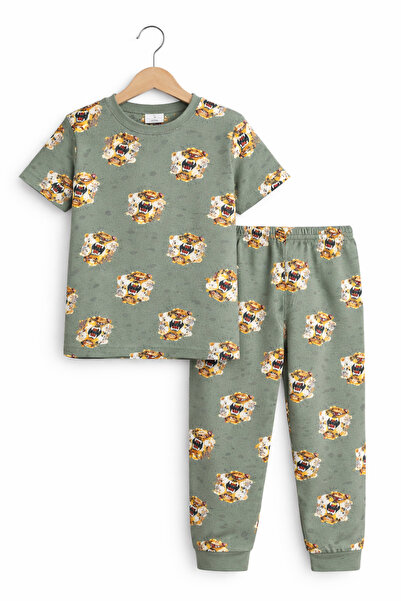 Victor and Jane Boys’ Pajama Set – All-Over Tiger Print Cotton Nightwear (2-P...