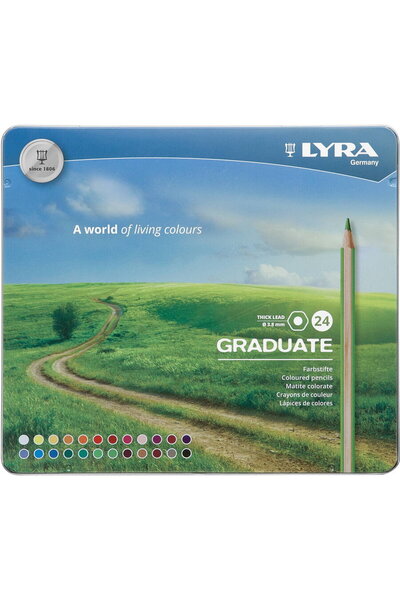LYRA Graduate Graphite Colored Pencils, 24 colors/metal box