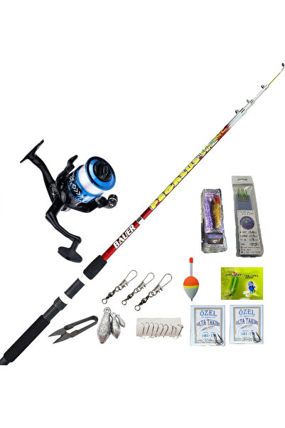 BAUER Tam Takım Hobi Kıyı Olta Seti 16 Parça 2.70m Kamış Alesta 7000 lik Makina