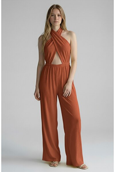 Altamira Women's Tile Neck Jumpsuit Tie-Detail Backless