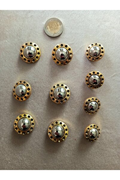 yörük tuhafiye Ασημί-χρυσό μεταλλιζέ, μεγάλα και μεσαία κουμπιά 10 τεμαχίων. ...