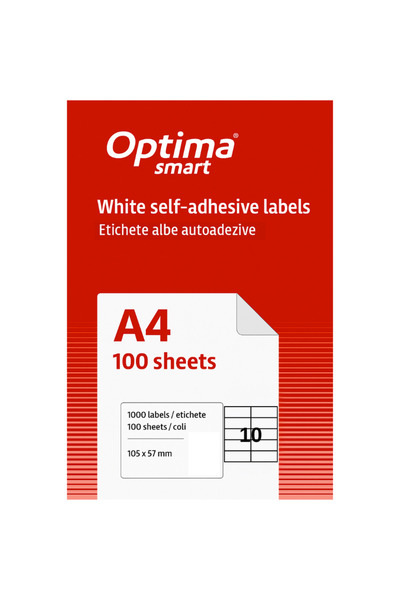 Optima Etichete inteligente autoadezive albe 10/A4, 105 x 57 mm, 100 coli/par...