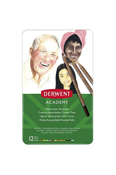 Derwent Creioane acuarelă Academy, nuanțe de piele, set 12 buc., culori asortate
