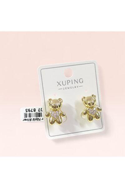 Güler Yüzlü Silver Xuping 16 mm Bear Hoop Earrings White