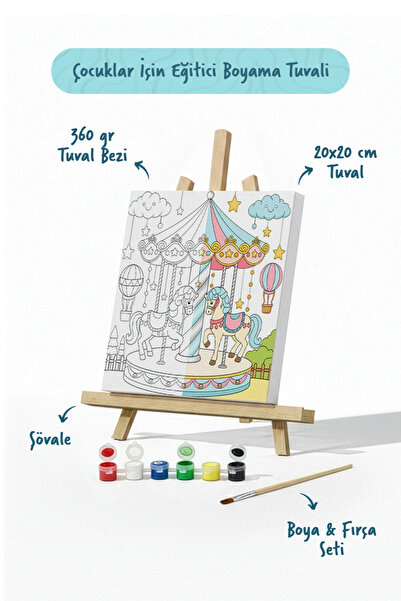Tabdiko Atlı Karınca Temalı Çocuk Boyama Tuvali – Şövaleli Eğitici Boyama Set...