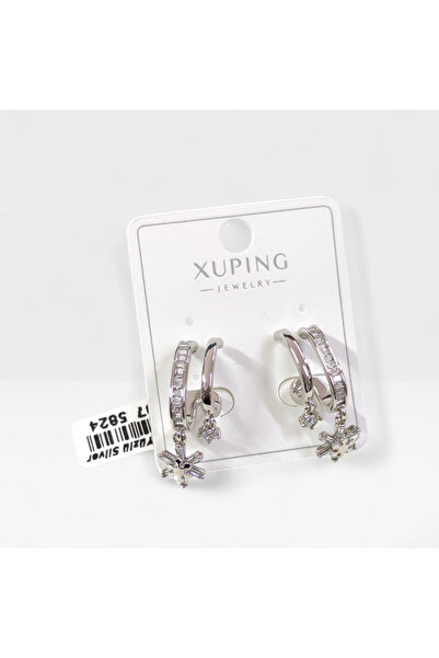 Güler Yüzlü Silver Xuping Two Looks Nail Hoop Earrings White