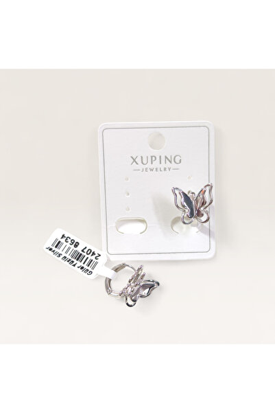 Güler Yüzlü Silver Xuping 13 mm Butterfly 10 mm Hoop Earrings White