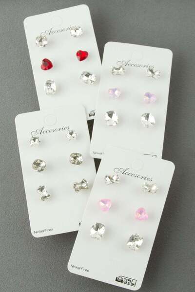 Marsilyan Mixed Stone Earrings 6 Pieces Ilkel-Bjt940